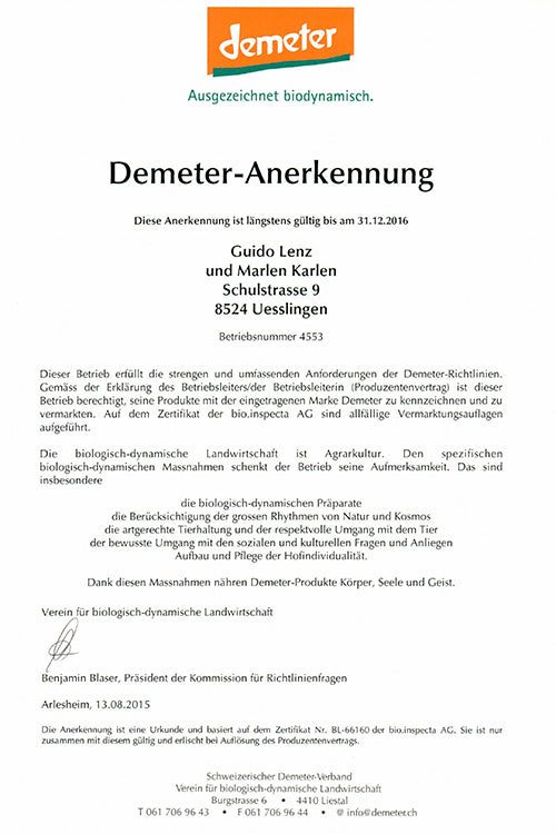 Demeter Anerkennung