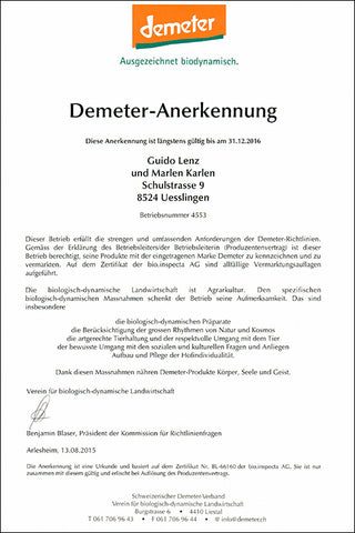 Demeter Anerkennung